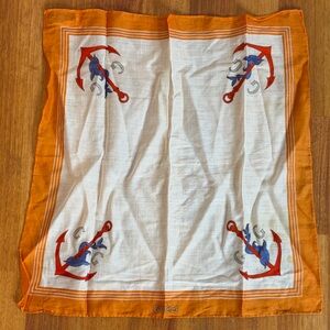Vintage retro Gucci Orange and White Anchor nautical sailor Scarf